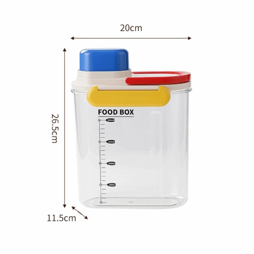 

Transparent Food Sealed Jars Fridge Organizer Sealed Canister Cereal Storage Box Dry Food Storage Blue Lid