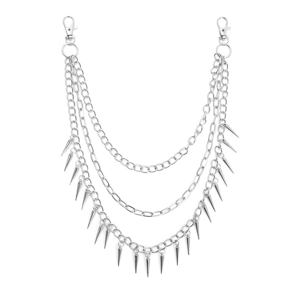 

Punk Spiked Double Layer Hip Hop Waist Chain for Men & Women серебряный