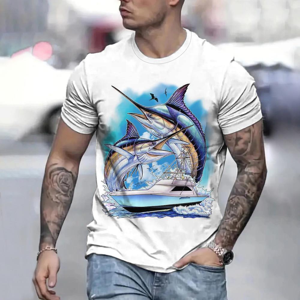 2025 casual loose men's short-sleeve T-shirt summer fishing clothing T-shirt