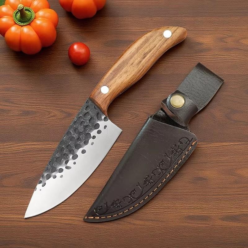 

Кованый обвалочный нож Мясной Рыбный Нож для нарезки Тесак с деревянной рукояткой Барбекю Рыбалка Приготовление пищи Режущие инструменты с ножнами