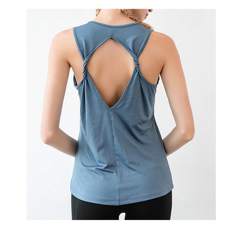 

Летний спортивный топ для йоги со скидкой для женщин, модный, сексуальный, с красивой спиной, эластичный, влагоотводящий, быстросохнущий Graphite Blue L code