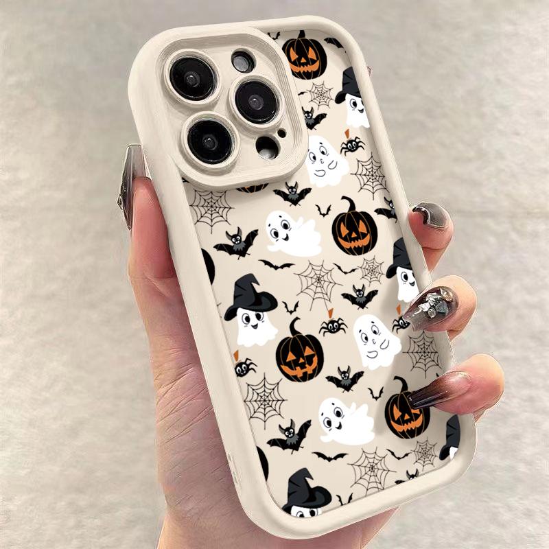 Luxus Glückliches Halloween Geist Weiche Handyhülle Für IPhone 16 Pro Max 14 13 12 11 15 Pro 15 16 Plus XR XS Max Anti-Fall Rückseitenhüllen