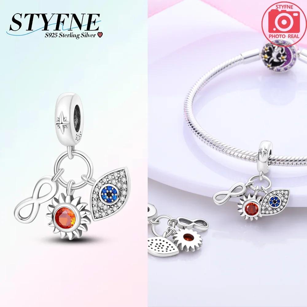 Girl Original Metal Charms Azure Zircon Circular Demon'S Eye Infinity Sun Pendant Fit Bangle Fine Gift Make your own Accessory Accessory Elegant