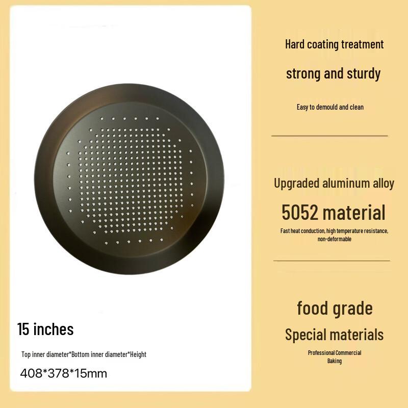 Komoh 15-inch Hard-Anodized Non-Stick Perforated Aluminum Pizza Pan