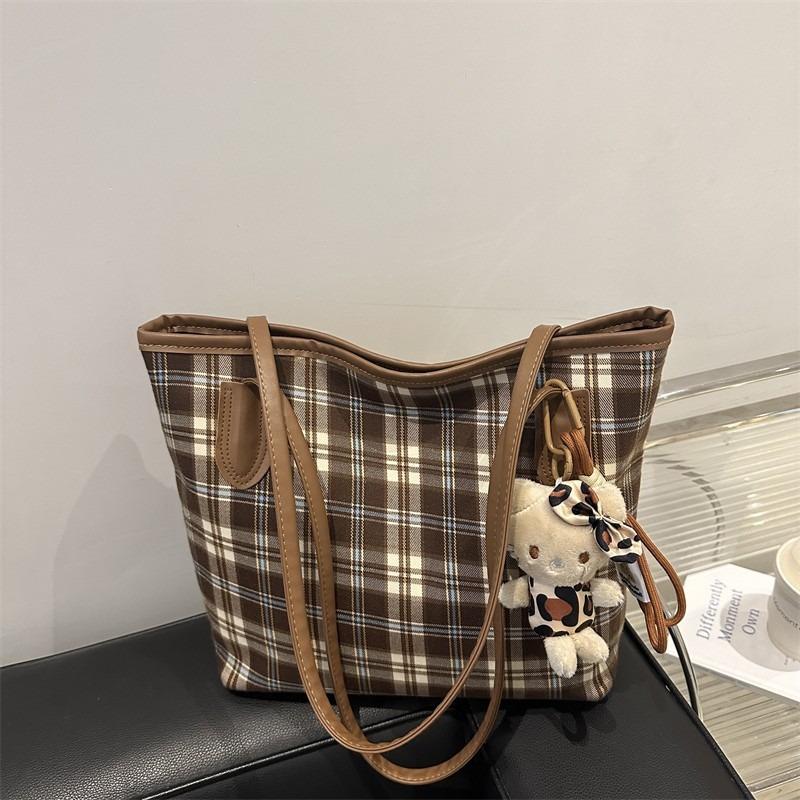 Niche Large-capacity Design Bags New Autumn and Winter Fashion Shoulder Bags Versatile Plaid Casual Tote Bags Are Available