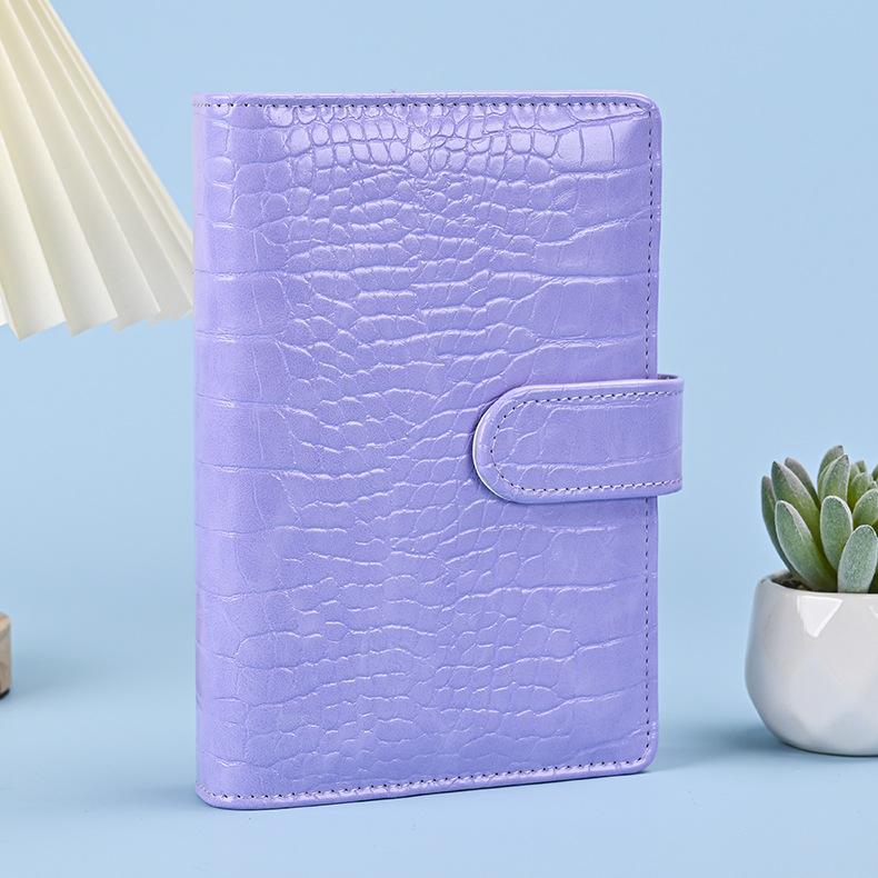 A7 Crocodile Color 6 Ring Binder PU Clip-on Notebook Leather Loose Leaf Notebook Cover Notebooks Journal Stationery