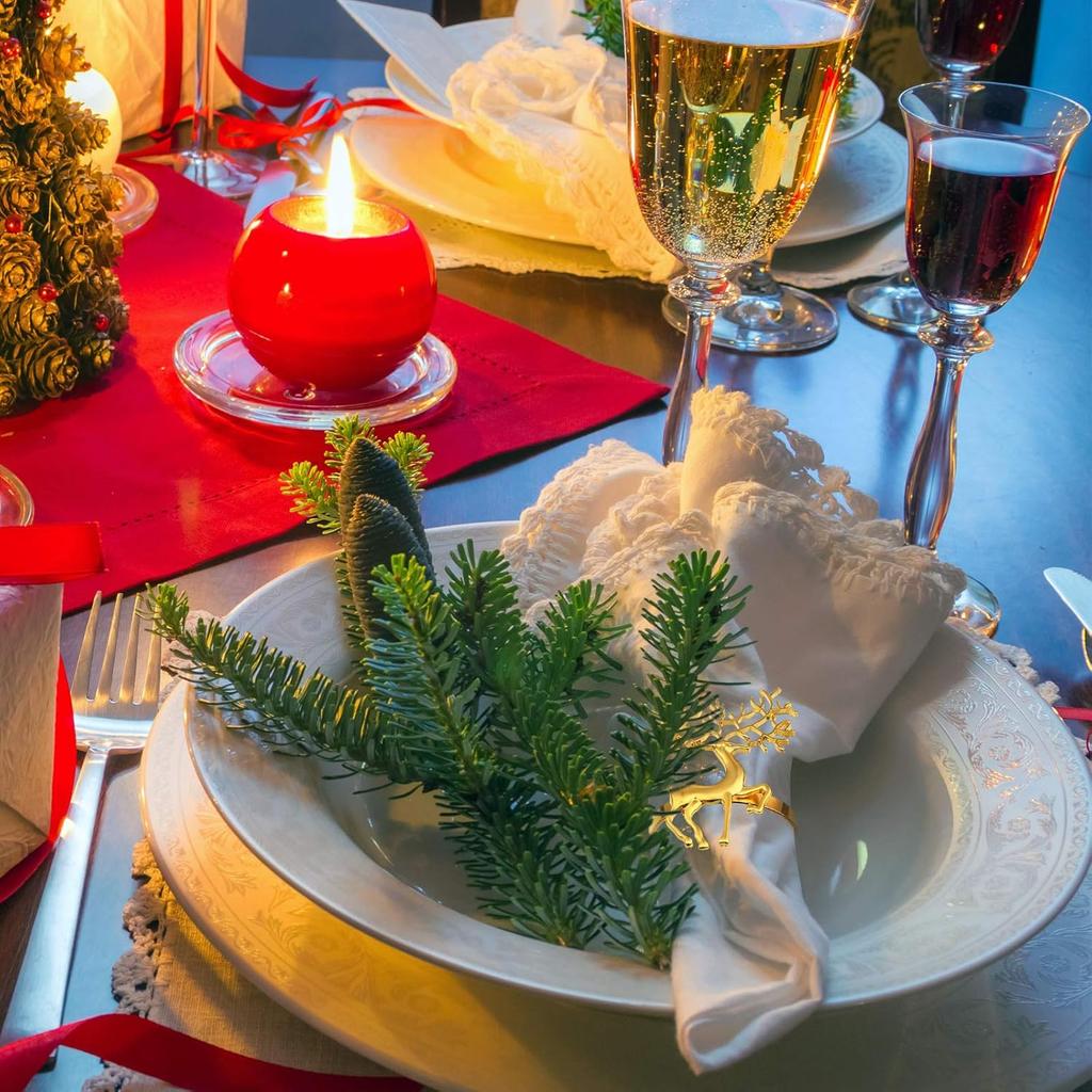 Festive Reindeer Napkin Rings Gold Silver Christmas Deer Napkin Holders for Holiday Table Dining Decor