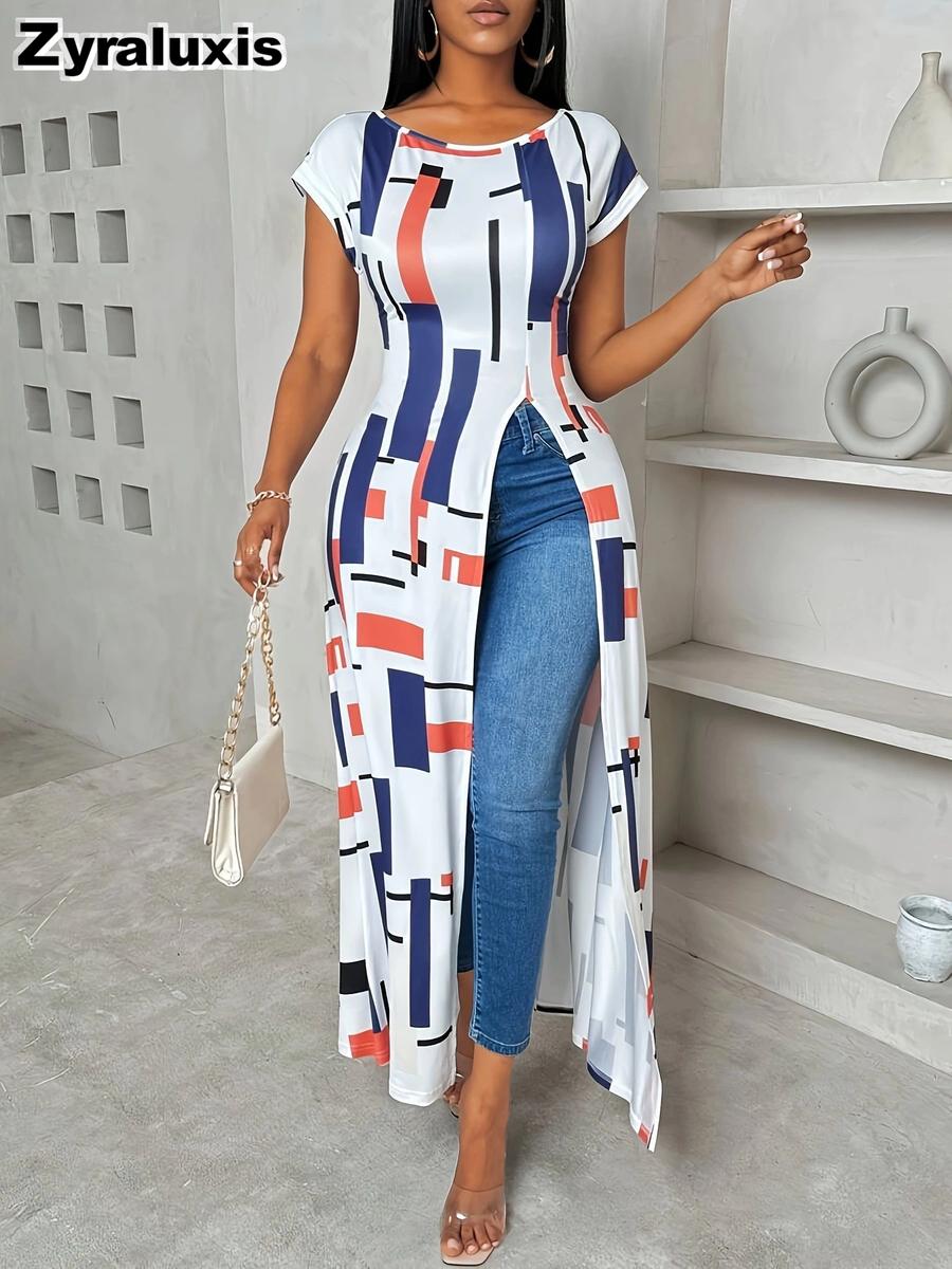 New Women s Printed Short Sleeve Ruffled Dress - Bestseller M красный