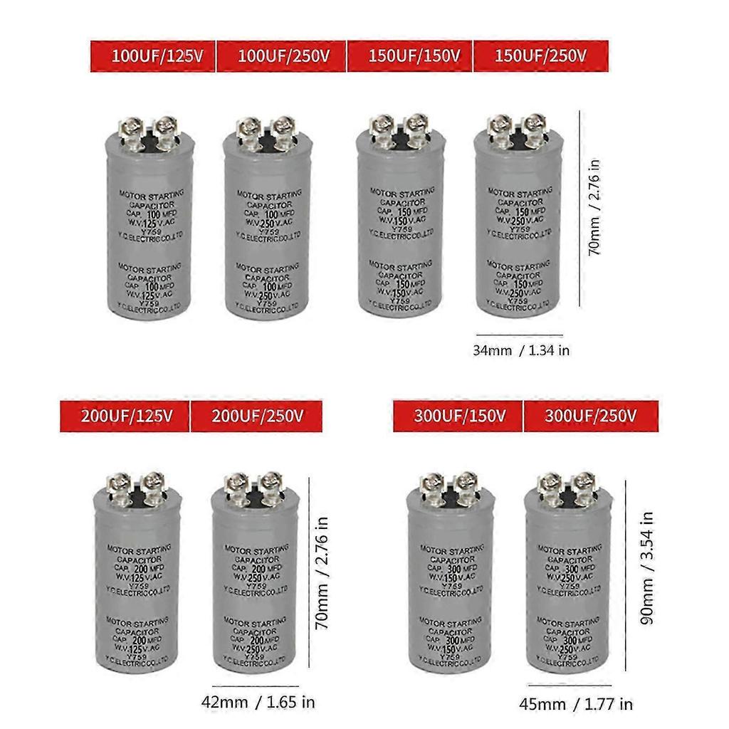 CD60 125V/250V 50UF-1200UF Capacitor de Partida para Motores para Unidades de Ar Condicionado e Ventiladores Resistência a Altas Temperaturas