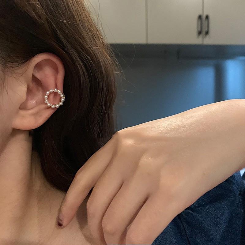Korean Diamond-Studded Leaf Ear Cuff - Adjustable, No Piercing Needed, Fairy Forest Design Earrings