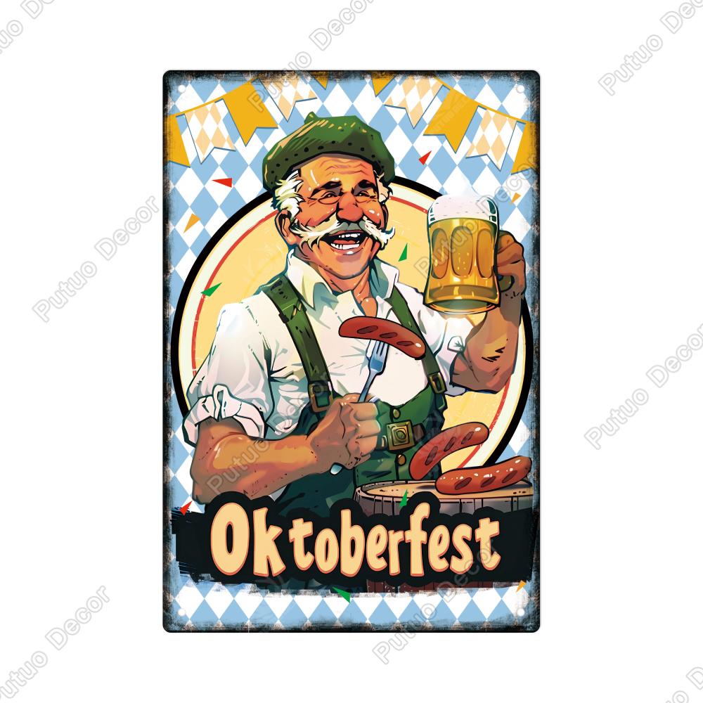 Putuo Decor Vintage Metal Tin Sign Wall Art Deco Home Farmhouse Office Coffee Shop Monie Black Oktoberfest X Inches