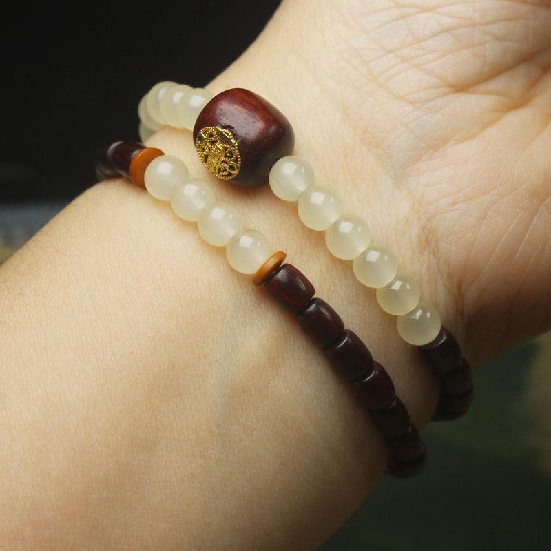 5mm Blood Sandalwood Double Layer Bracelet Minimalist Literary Prayer Beads Ornament