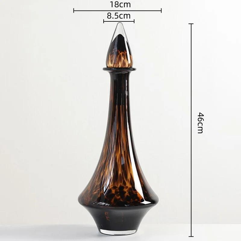 Glass Vase Transparent Leopard Print Flower Vase Glassware with Lid Floral Arrangement Accessories Terrarium Home Decoration