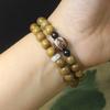 Double Strand Green Sandalwood Lotus Beaded Bracelet Unisex Handheld Wooden Ornament