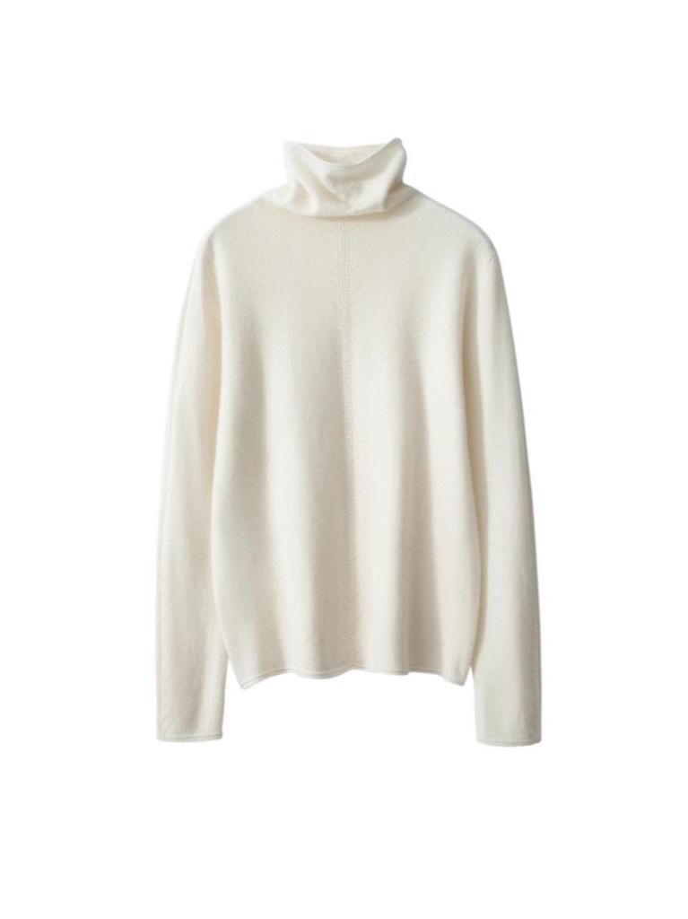 Women's High Neck Cashmere Sweater - Stylish Wheat Ear Knit for Autumn/Winter.