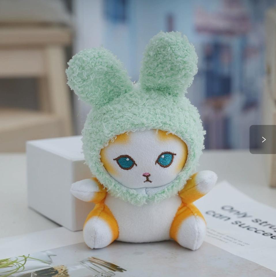 30pcs/lot 12cm Cute Animal Rabbit Cat Plush Toys Keyring Stuffed Shark Cat Pendant Key chain Gifts Dolls for Children