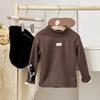 2024 Kids' Winter Thick Half-High Neck Velvet Base Layer T-Shirt - Korean Style