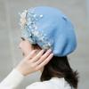 Women's Hat Original Embroidered Beret Women's Autumn/winter Floral Painter Hat Wool Pumpkin Hat