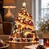 Christmas Village Scene Tree Figurine for Holiday Tabletop Display and Home Decoration