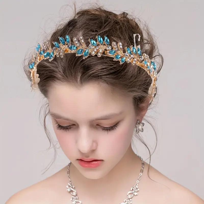 1 pièce Couronne en Strass Rétro Européenne Américaine Alliage Headwear de Mariée avec Exquis Bandeau Feuille Française Design Accessoires pour Cheveux