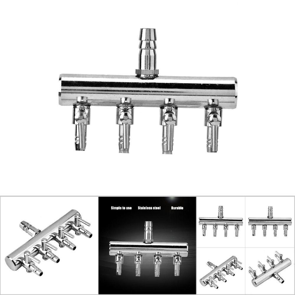 Flow Control Stainless Steel Aquarium Air Valve 8mm Turn to 4mm 2 Way Air Flow Valve Multi Port 6 Way Gang Valve Air Pumps