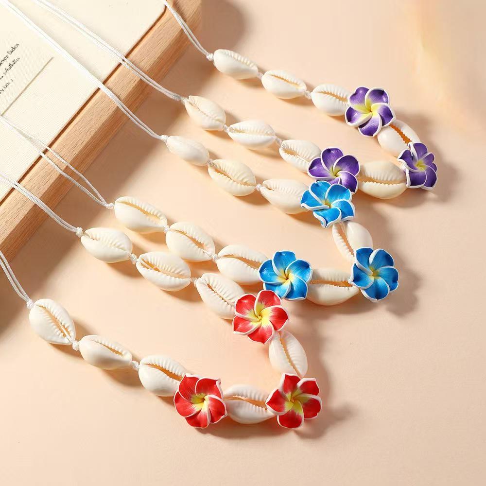 Bohemian Shell Flower Necklace & Bracelet Set: European-American Fashion Choker & Sweater Chain
