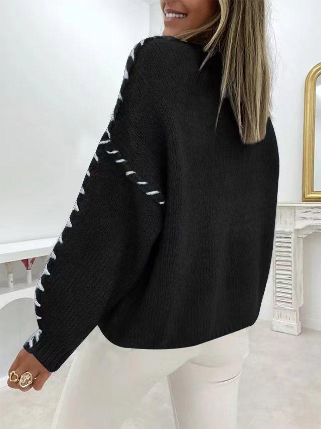 Yangyang Women's Autumn/Winter Ribbed Round Neck Loose Knit Sweater