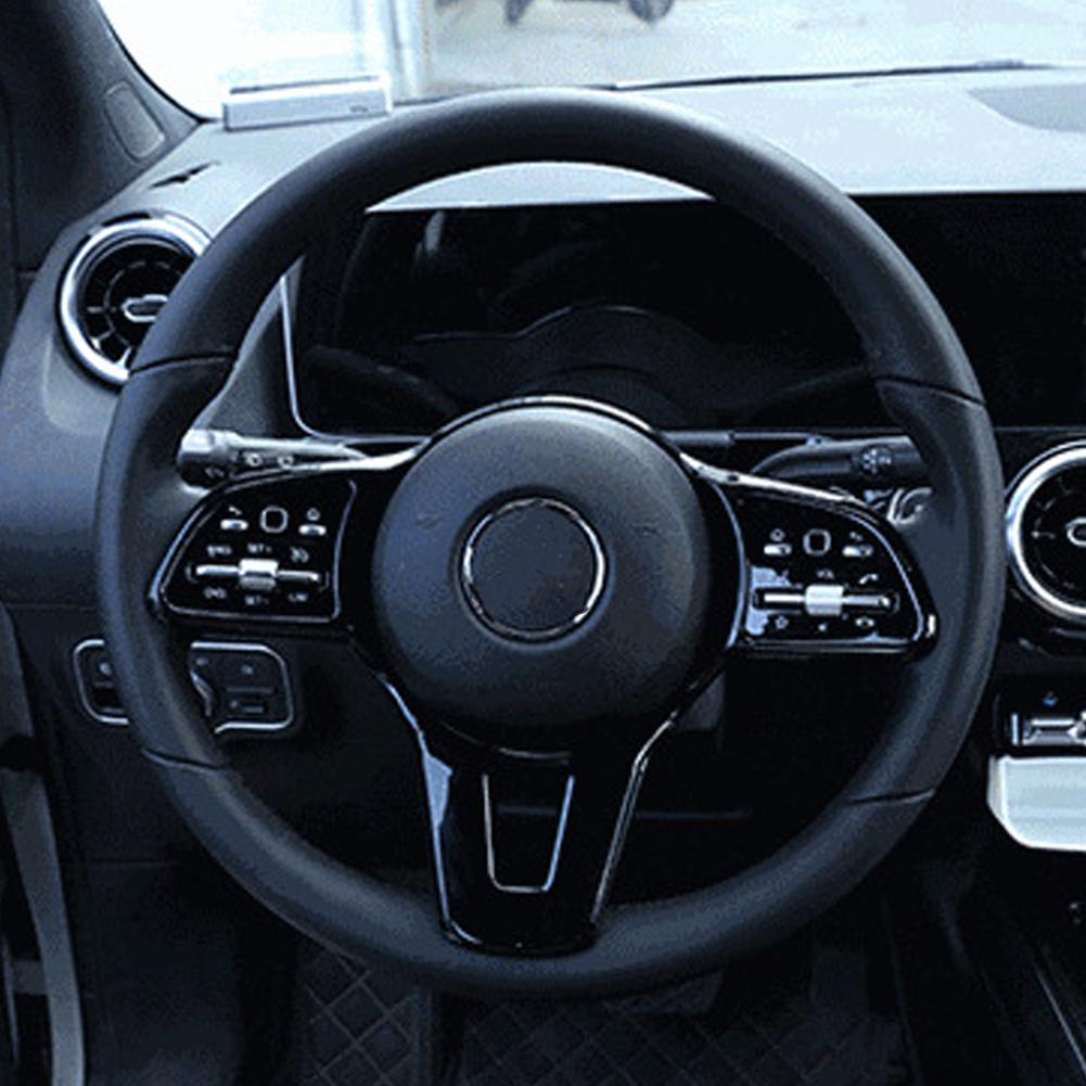 Auto Lenkrad Knopf Rahmen Zierleiste Abdeckung Kohlefaser Glänzend Schwarz für Mercedes Benz A B C E GLC GLA CLA GLS GLE EQC GLB