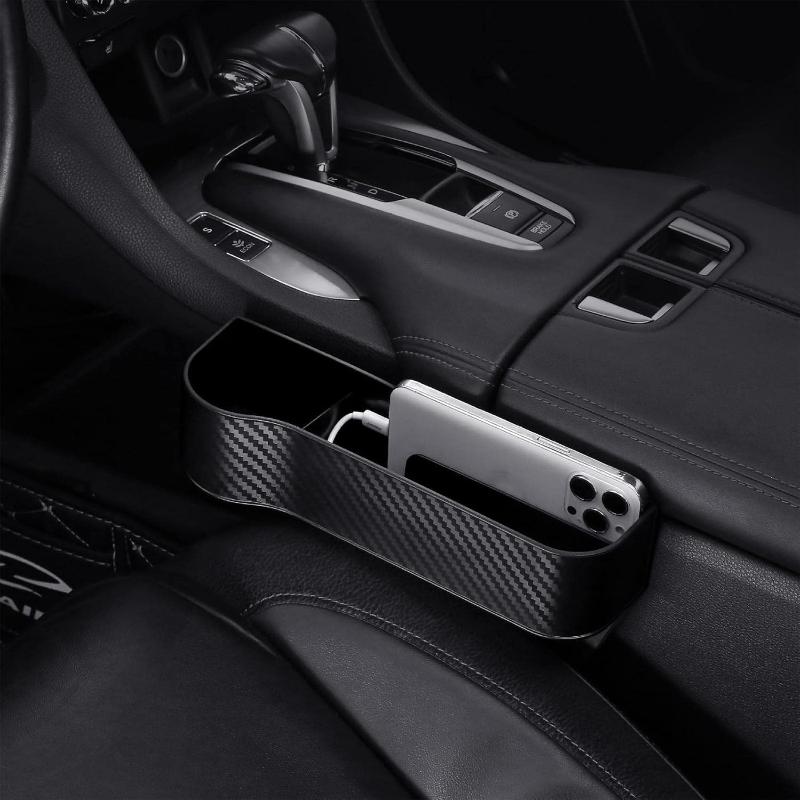 Universal Car Seat Gap Storage Organizer Box with Two Cup Holders and Phone Pocket for Neat Car Interior