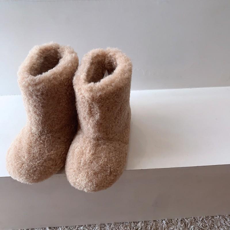 Girls Winter Snow Boots Toddlers Kids Warm Fleece-Lined Short Ankle In PU Leather Rubber Sole