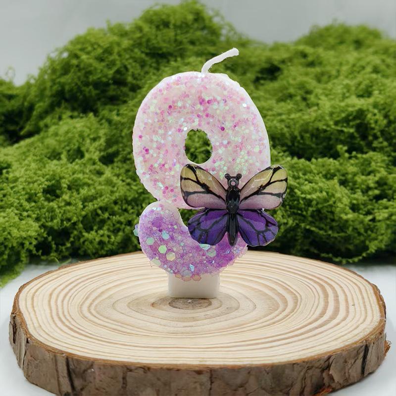 

Creative Design, Selected Raw Materials, Colorful Purple Butterfly Digital Candles, Birthday Party Cake Number 9