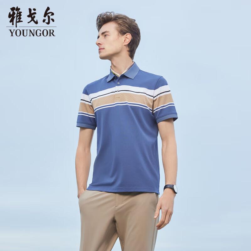 YOUNGOR Men s Striped Business Casual Polo Shirt L