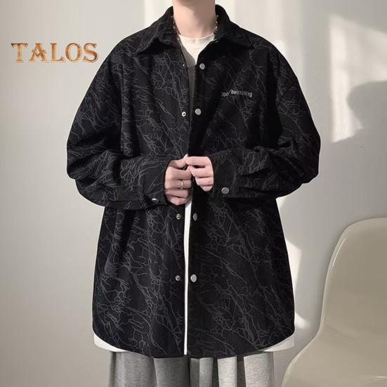 Φθινοπωρινό Φθινοπωρινό Ανδρικό Πουκάμισο Ρετρό Αμερικάνικου Στυλ Κορδούρο Κέντημα Ιαπωνικού Στυλ Φαρδύ Μονόπετο Μακρυμάνικο Μήκους Μέσης Πέτο Μπλούζα