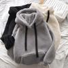 2023 Autumn/Winter Solid Color Plus Velvet Loose Casual Hoodie