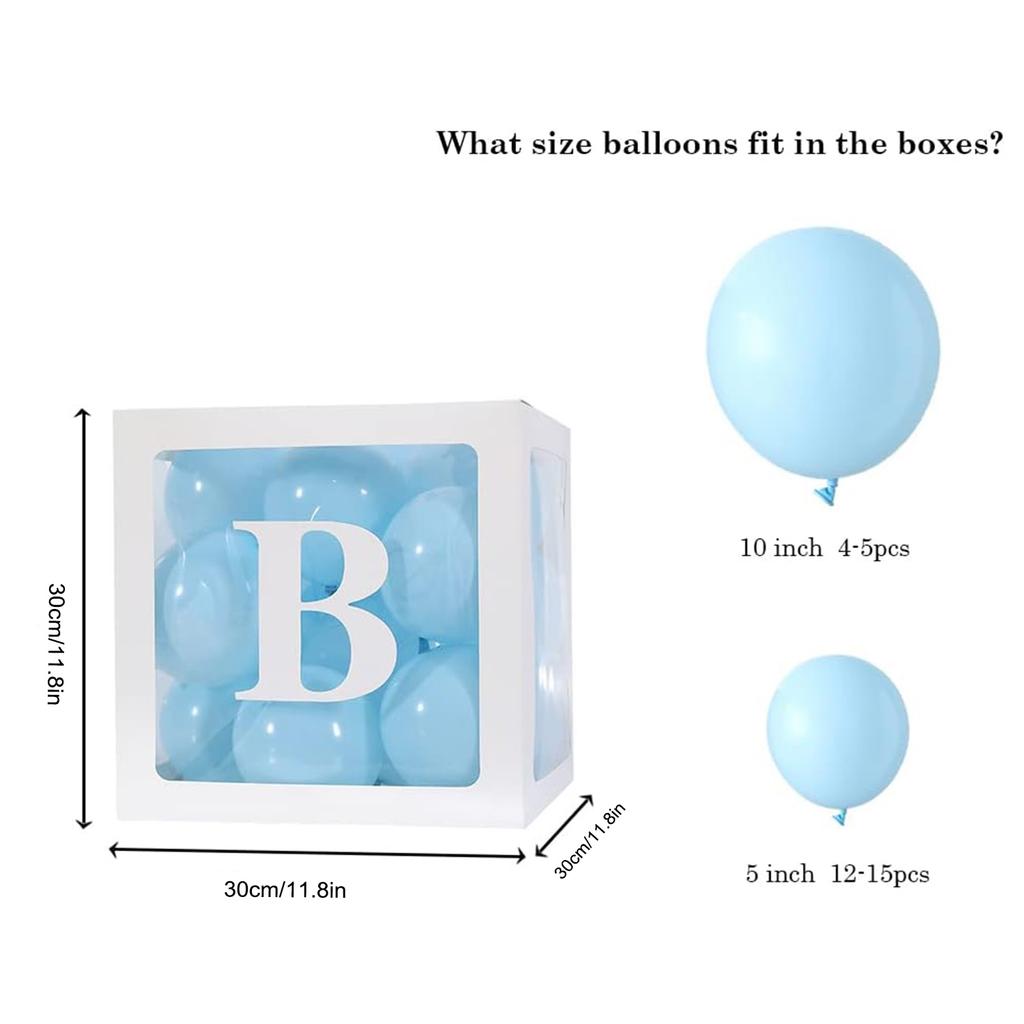 Baby Boxes with Letters for Baby Shower 4 Pcs Clear Balloon boxes Baby Sign Transparent Baby Shower Decorations Block Boxes