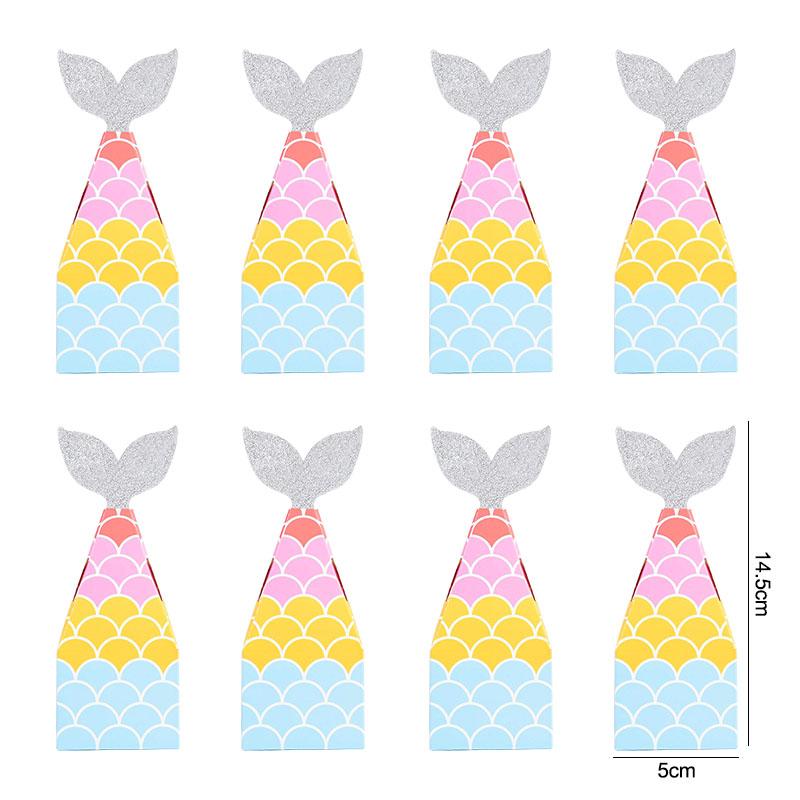 

10Pcs Mermaid Tail Paper Candy Box Gift Bags Popcorn Boxes Kids Little Mermaid Birthday Party Decoration Baby Shower Supplies as pictures