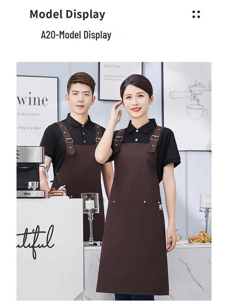 Waterproof Oilproof Canvas Apron with Logo for Coffee, Tea, Restaurant, and Catering Work
