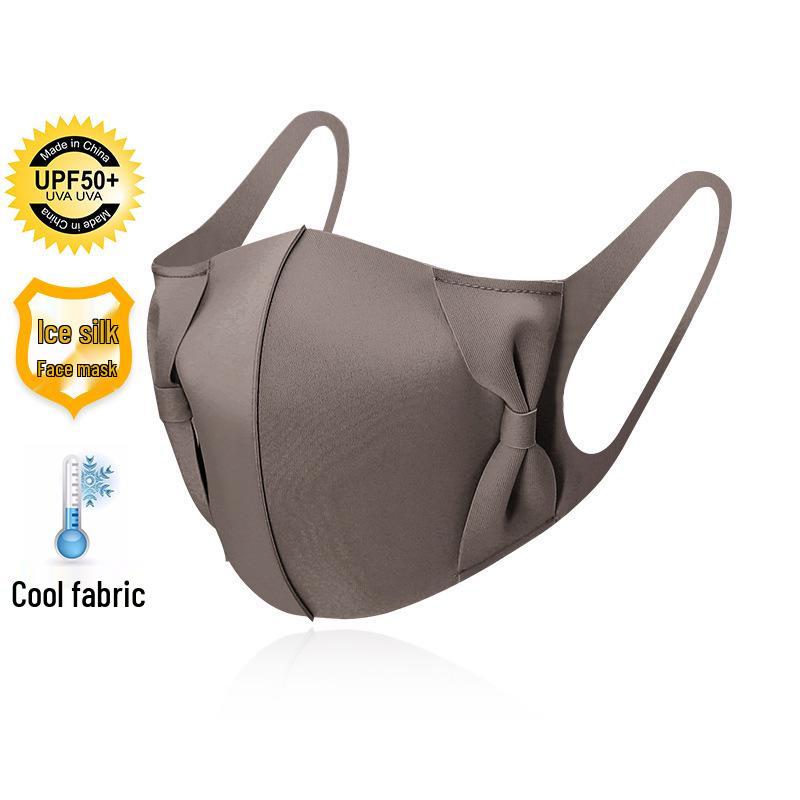 

Женская маска для лица с 3D бантом в стиле звезды - Дышащая, моющаяся ледяная шелковая для защиты от солнца One Size