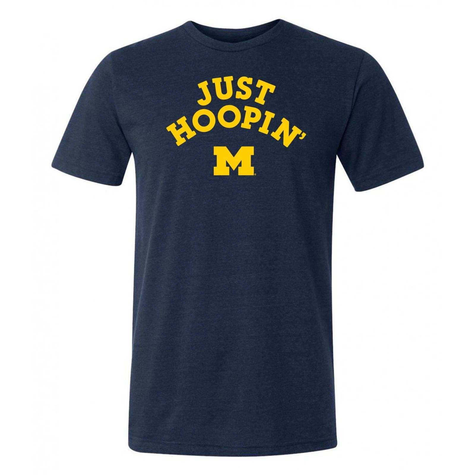 Michigan Wolverines Just Hoopin Triblend T-Shirt - Navy Triblend 3XL