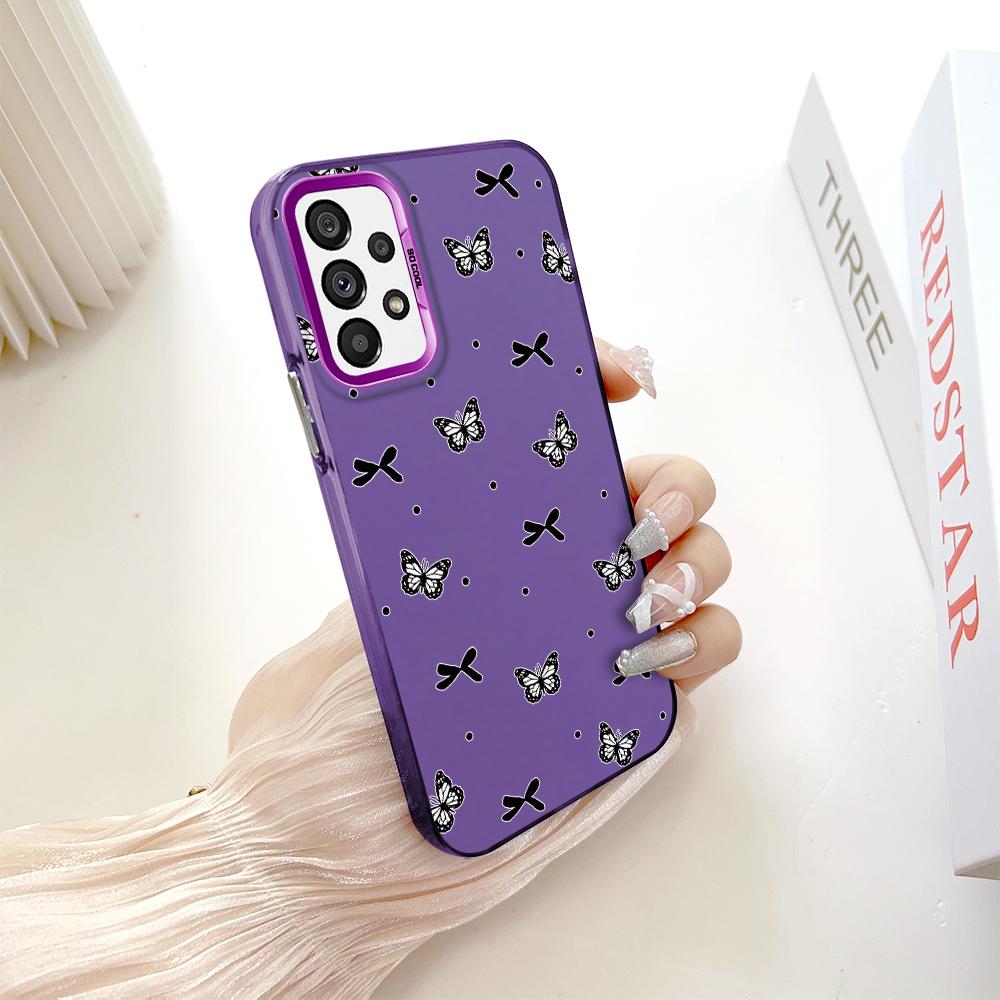 

Барвистий двосторонній сріблястий чохол із намальованим візерунком, стійкий до ударів, стійкий до падіння для телефону Samsung Samsung F05 темно-фіолетовий колір