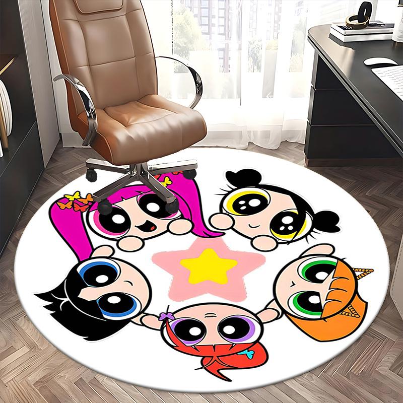 Powerpuff Girls Chair mat Round Rug Office carpet, Non slip, Suitable for Living Rooms, Bedrooms,Decor1205771a