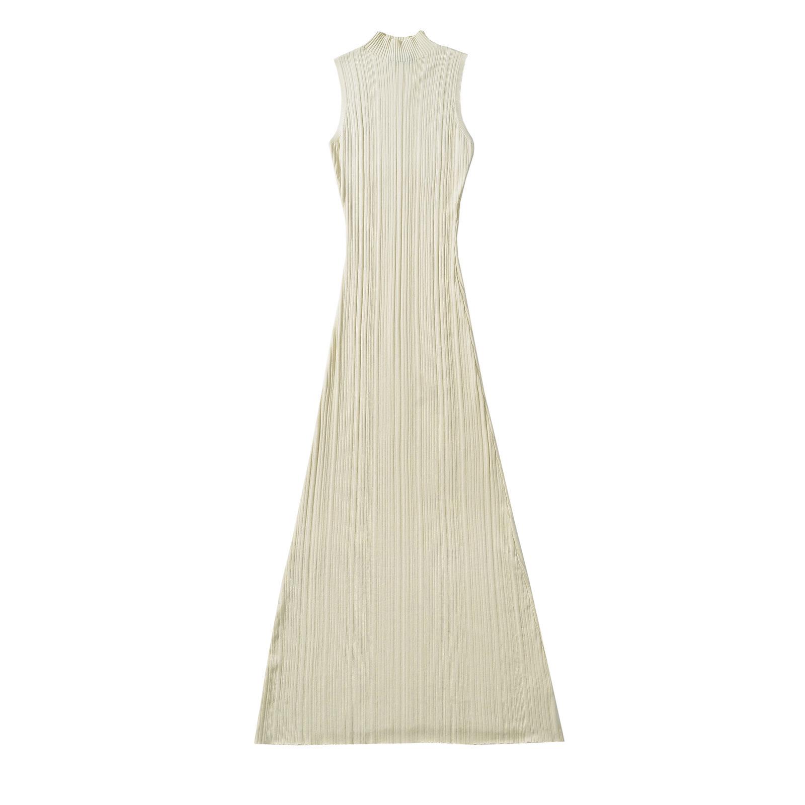 

SAW Hot Girl Autumn/Winter Striped Knit Sleeveless Dress - Waist-Cinching, Hip-Hugging Fit One Size