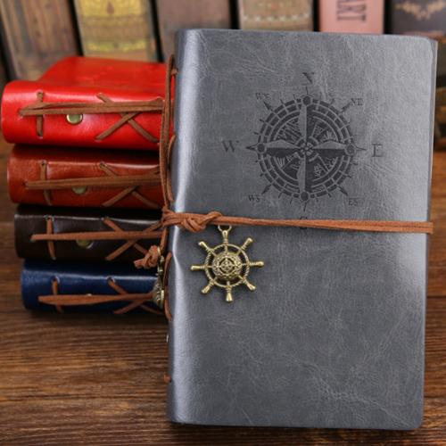 Retro Spiral Notebook Diary Notepad Vintage Pirate Anchors Pu Leather Note Book Replaceable Stationery Gift Traveler Journal Quality