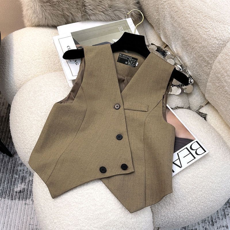 Simple Sleeveless Suit Vest Casual Wide Leg Pants Two-piece Set for Women Elegant Suit Set