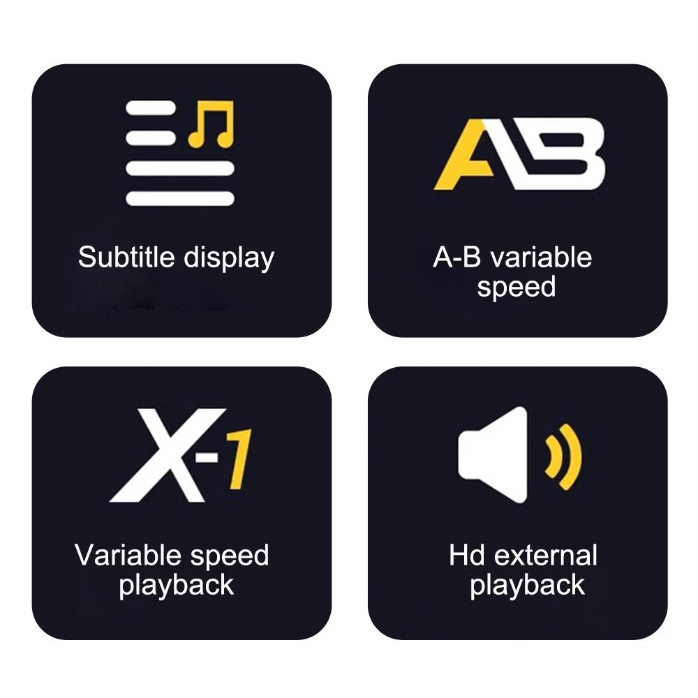 Lettore musicale MP3 con Bluetooth 5.4 HiFi MP4 Walkman Schermo touch completo Altoparlante incorporato Registratore Fotocamera Lettore video FM/E-book