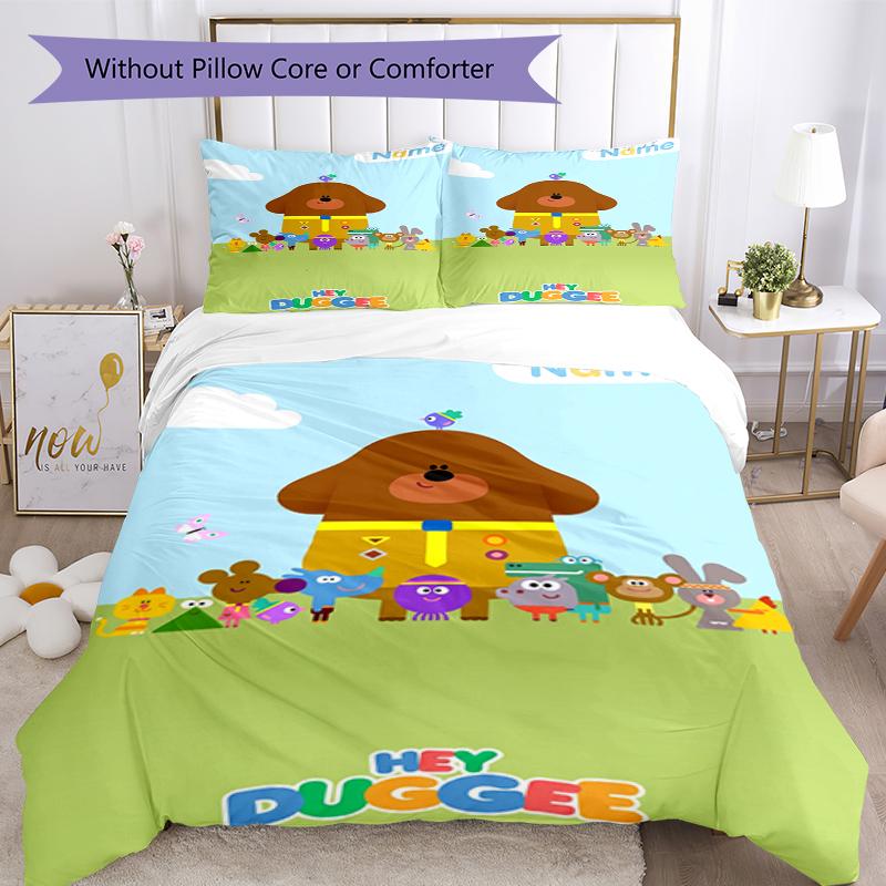 3Pcs Custom Name Duggee Bedding Set Duvet Cover Closure Includes 1Duvet Cover 2Pillowcases Soft And Comfortable For All Seasons