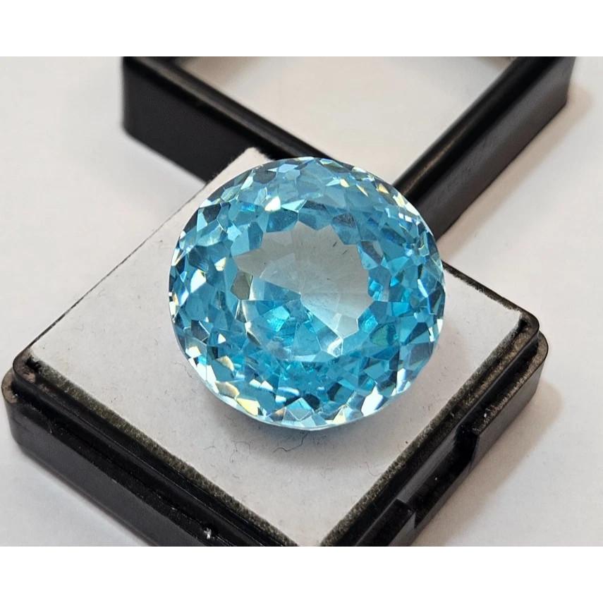Fabulous Cambodia Zircon Sky Blue Color 58+ Ct Round Cut Certified Gemstone