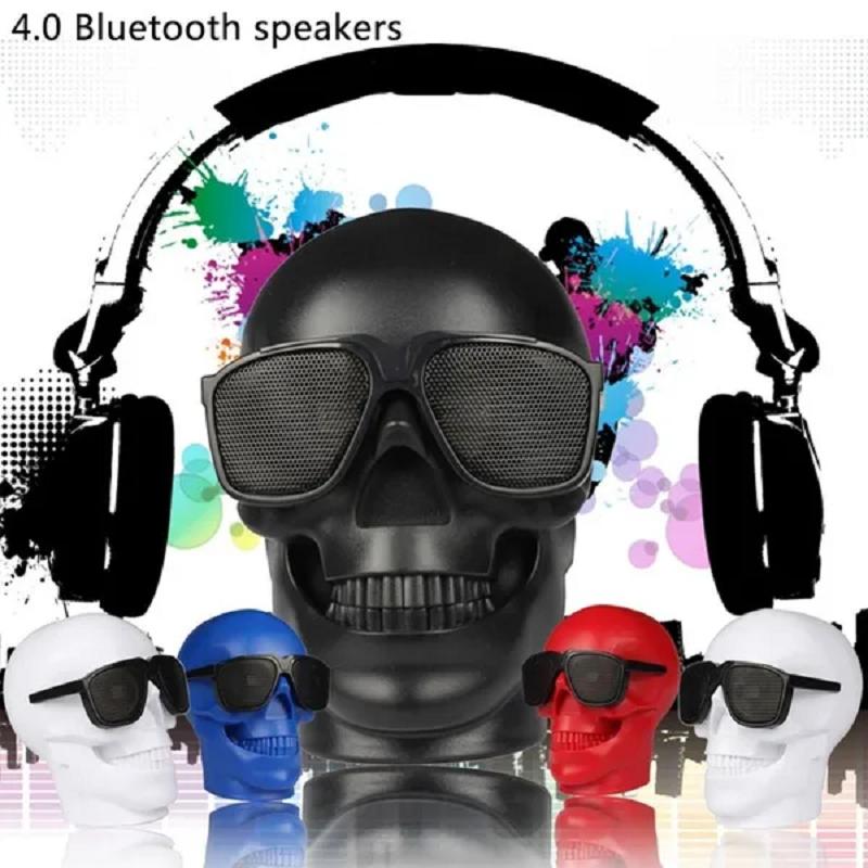 Plating Skull Přenosný bezdrátový reproduktor Bluetooth Mini Subwoofer Stereo s DSP kompatibilní s telefonem/PC Outdoor Car Waterproof Audio