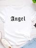 Angel Letter Print Women T Shirt Short Sleeve O Neck Loose Women Tshirt Ladies Tee Shirt Tops Clothes Camisetas Mujer
