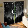 2pcs -The night in the forest, the moon print curtains, pole bag curtains, home decoration, room decoration